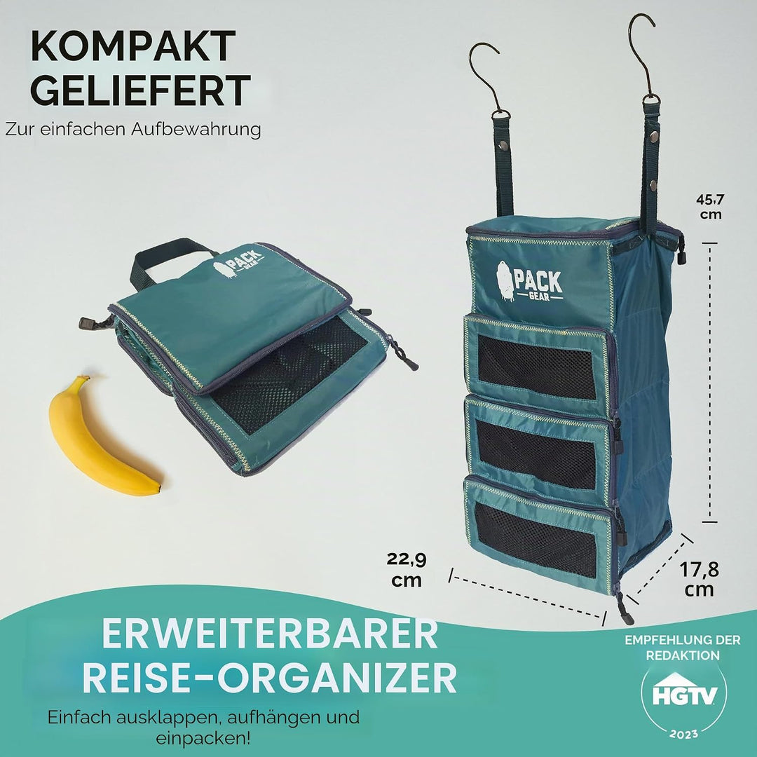 Pack Gear Hängekoffer-Organizer, Standard-Gepäck-Organizer zum Aufhängen, passt in jeden Handgepäck-
