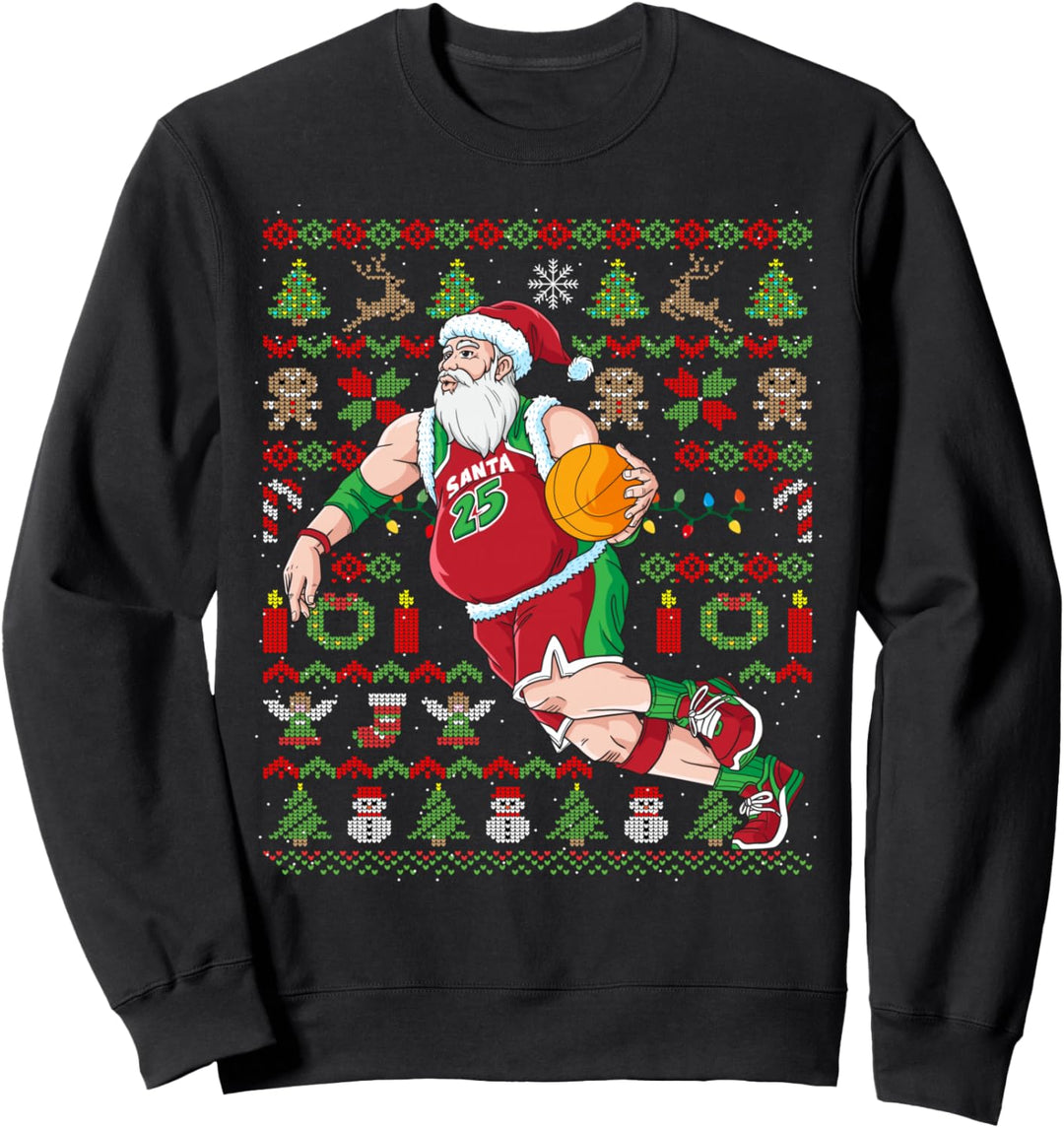 Weihnachtsmann Basketball Weihnachten Ugly Christmas Sweatshirt