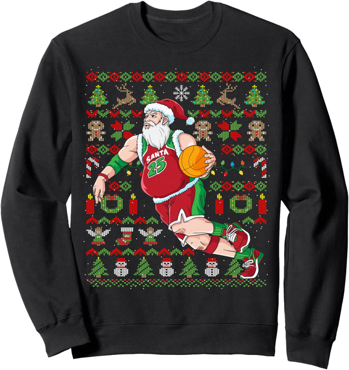 Weihnachtsmann Basketball Weihnachten Ugly Christmas Sweatshirt