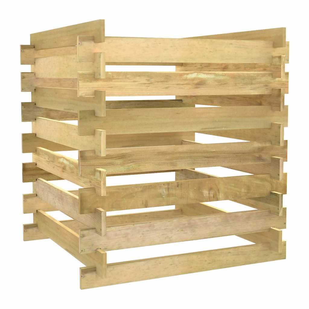 Komposter aus Holz, Gartenkomposter mit Latten, 90 x 90 x 90 cm, imprägniertes Kiefernholz