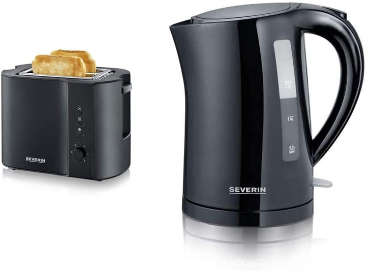 SEVERIN AT 9552 Automatik-Toaster (800 W, Inkl. Brötchen-Röstaufsatz, 2 Röstkammern) schwarz/matt &
