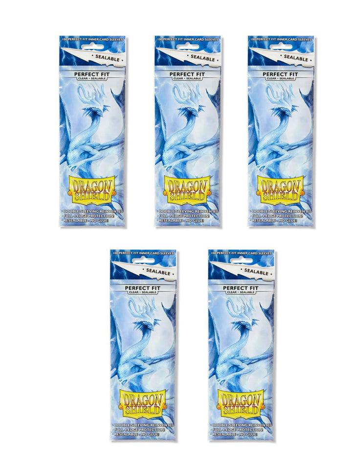 Dragon Shield Klarsichthüllen, wiederverschliessbar, Standardgrösse, 100 Stück (5 Packungen) 5 Packs