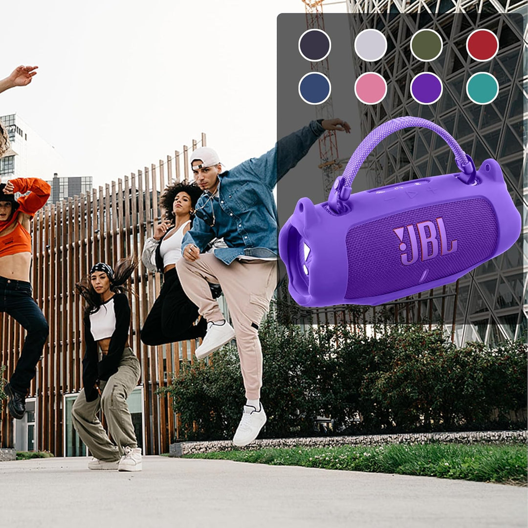 Khanka für JBL Charge 6 Silikon-Schutzhülle mit abnehmbarem Schultergurt & Utility-Haken, Flexible w