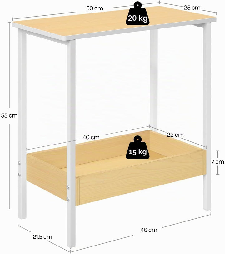 WOLTU Beistelltisch, Couchtisch mit 2 Ablagen, Konsolentisch mit Stauraum im Wohnzimmer, Wohnzimmert