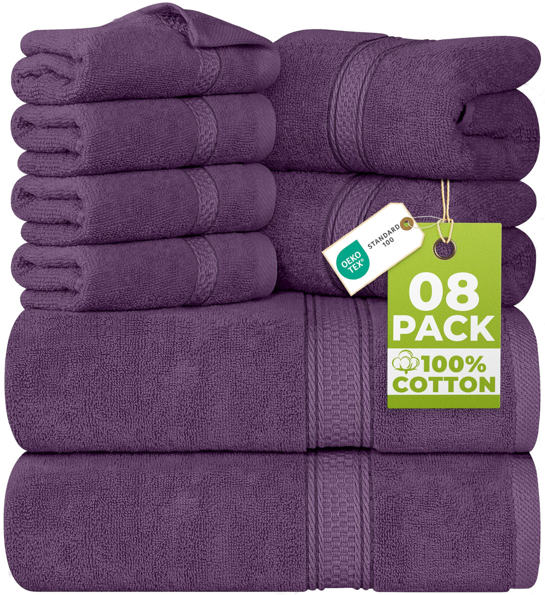 Utopia Towels - 8 teilig Handtücher Set aus Baumwolle mit Aufhänger - 2 Badetuch, 2 Handtücher und 4