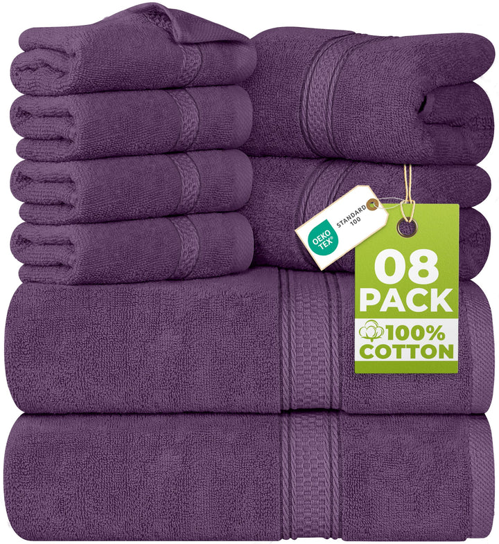 Utopia Towels - 8 teilig Handtücher Set aus Baumwolle mit Aufhänger - 2 Badetuch, 2 Handtücher und 4