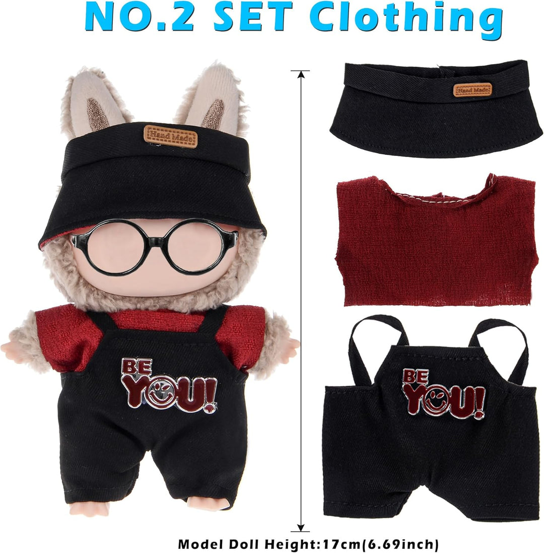 Insgesamt 6 Sets Puppenkleidung Outfits Zubehör für 17cm Puppen Inklusive: 5 Hut, 1 Haarpinne, 6 Top