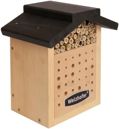 Welzhofer Wildbienenkasten Janine, Bienenhotel mit Brutröhen mit 10cm Tiefe - mehr Platz für die Eia