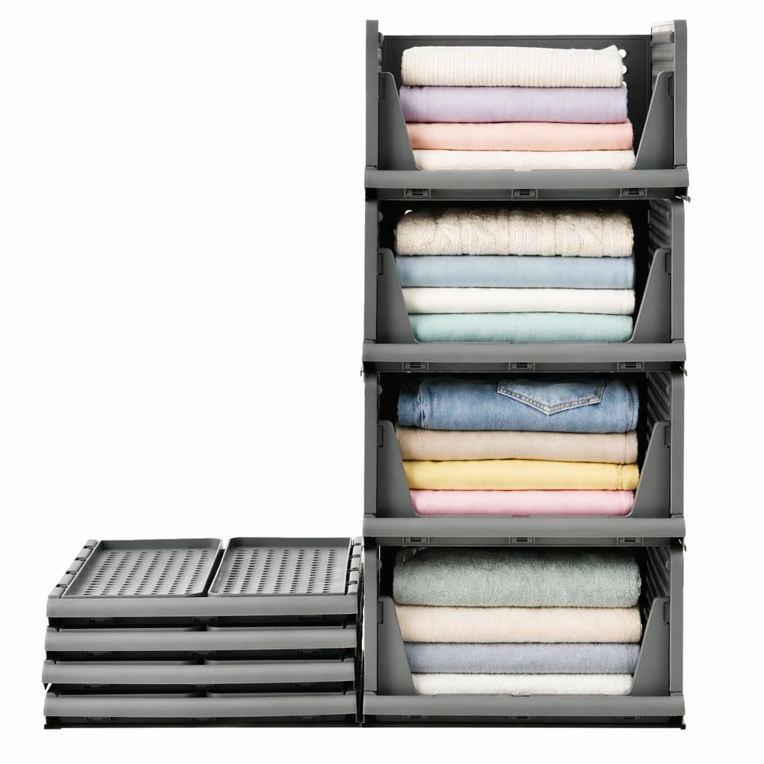 RMAN Schubladenbox 4er Set Kleiderschrank Organizer Stapelbare Schrank Regal Aufbewahrungsbox Plasti