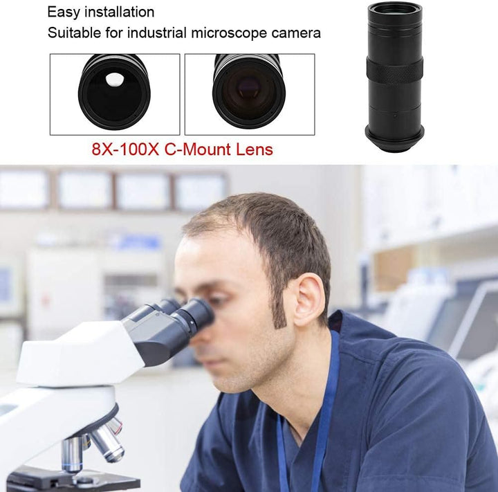 Mikroskopobjektiv 8X-100X C-Mount Objektiv Mikroskop-Kameraobjektiv CCD Objektiv für Industriemikros