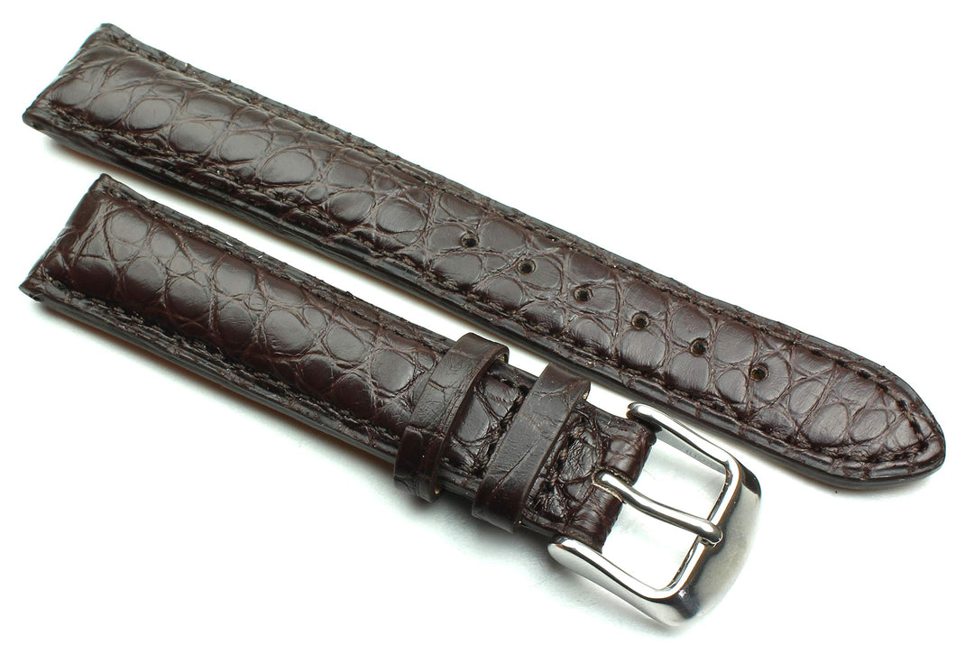 18mm Echt Alligator Vintage hangemacht in Deutschland Uhrenarmband Dunkel braun