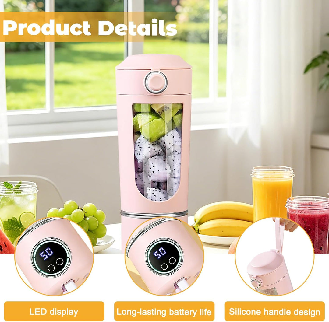 Tragbarer Mixer, 700ml Kleiner Entsafter, Mixer Smoothie Maker to Go mit Digitalanzeige,USB Wiederau