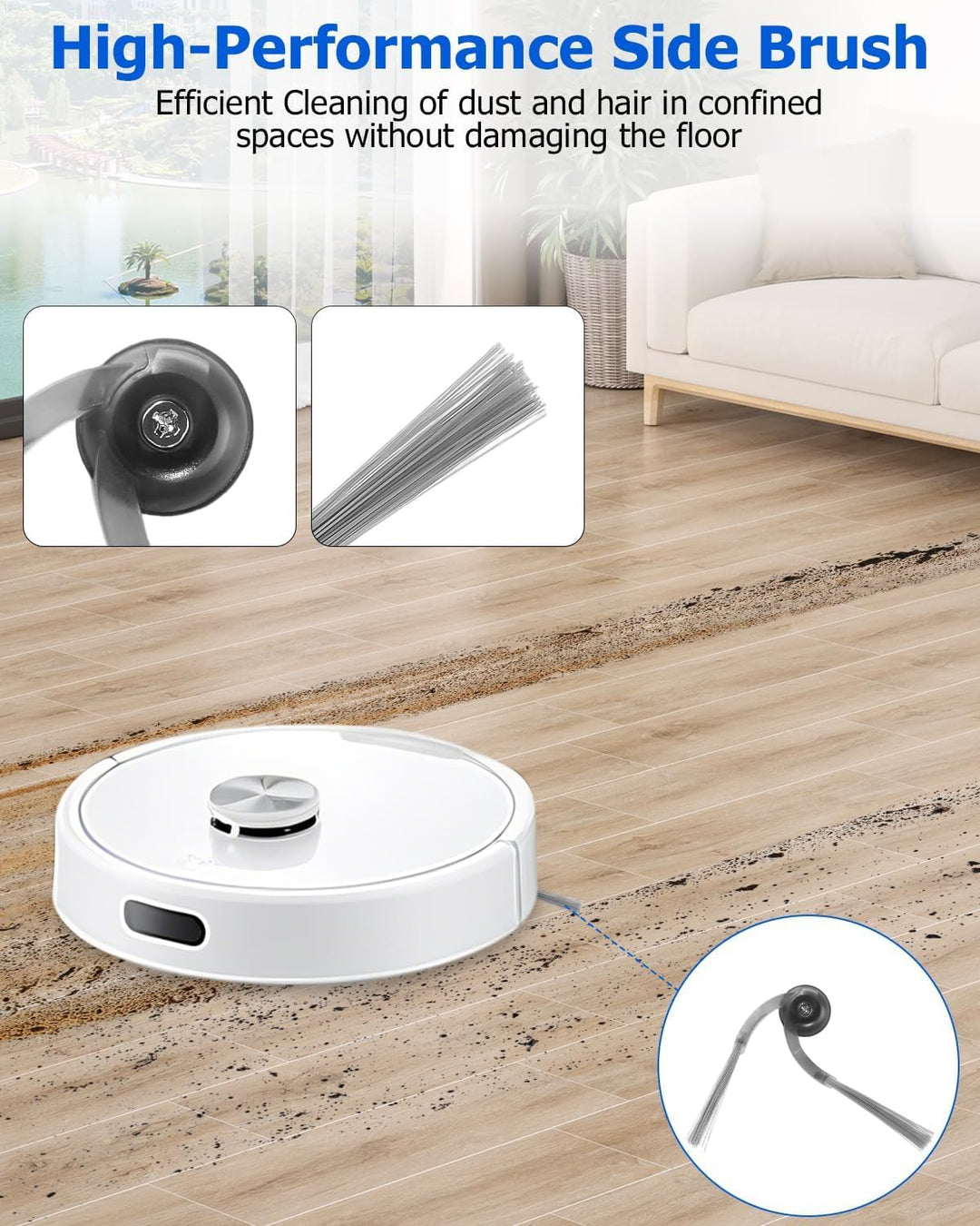 Zubehörset für Roborock Q7 M5/Q7 M5+/Q7 L5/Q7 L5+ Saugroboter, 1 Hauptbürste, 4 Hepa-Filter, 6 Wisch
