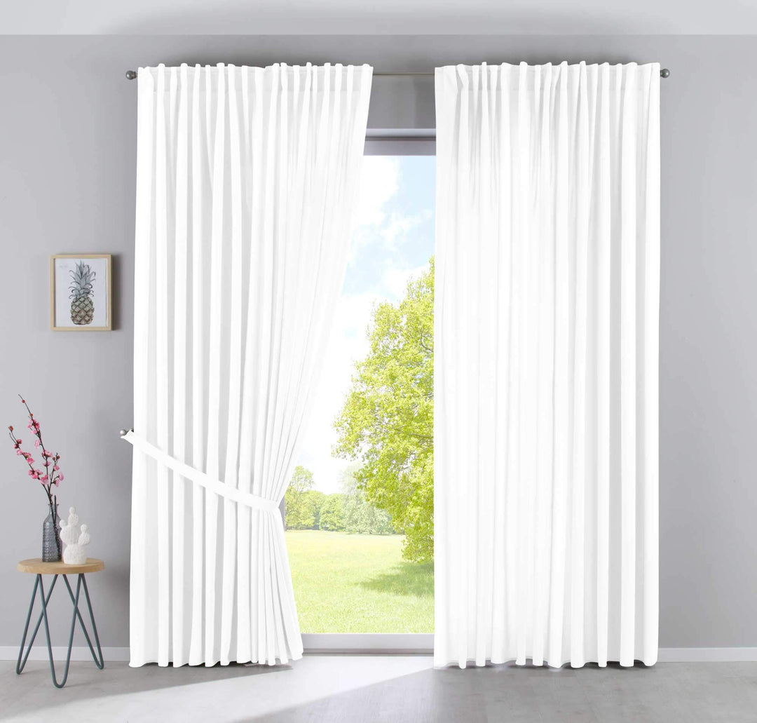 2er Set Vorhänge Verdeckte Schlaufen Cationic »JENA« HxB 250x300 cm Weiss Blickdicht Leinen Optik Ga