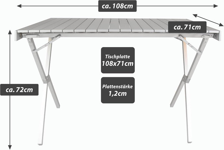 Nexos Trading Campingtisch mit Tragetasche Aluminum, grau Gartentisch Partytisch Buffettisch klappba