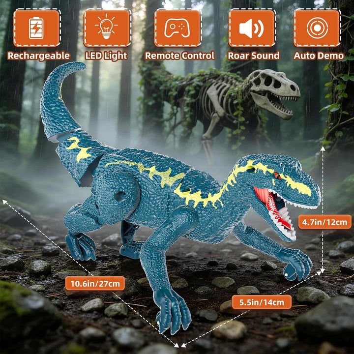 Ferngesteuertes Dinosaurier Spielzeug für Kinder 3–12 Jahre, RC Roboter-Dino mit Laufbewegung, Brüll