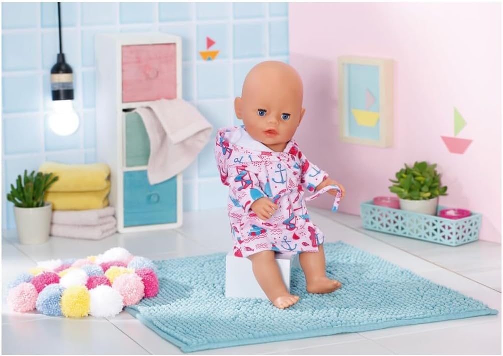 BABY born Bath, Puppenbademantel mit maritimen Motiven, für 43 cm Puppen 830642 Zapf Creation