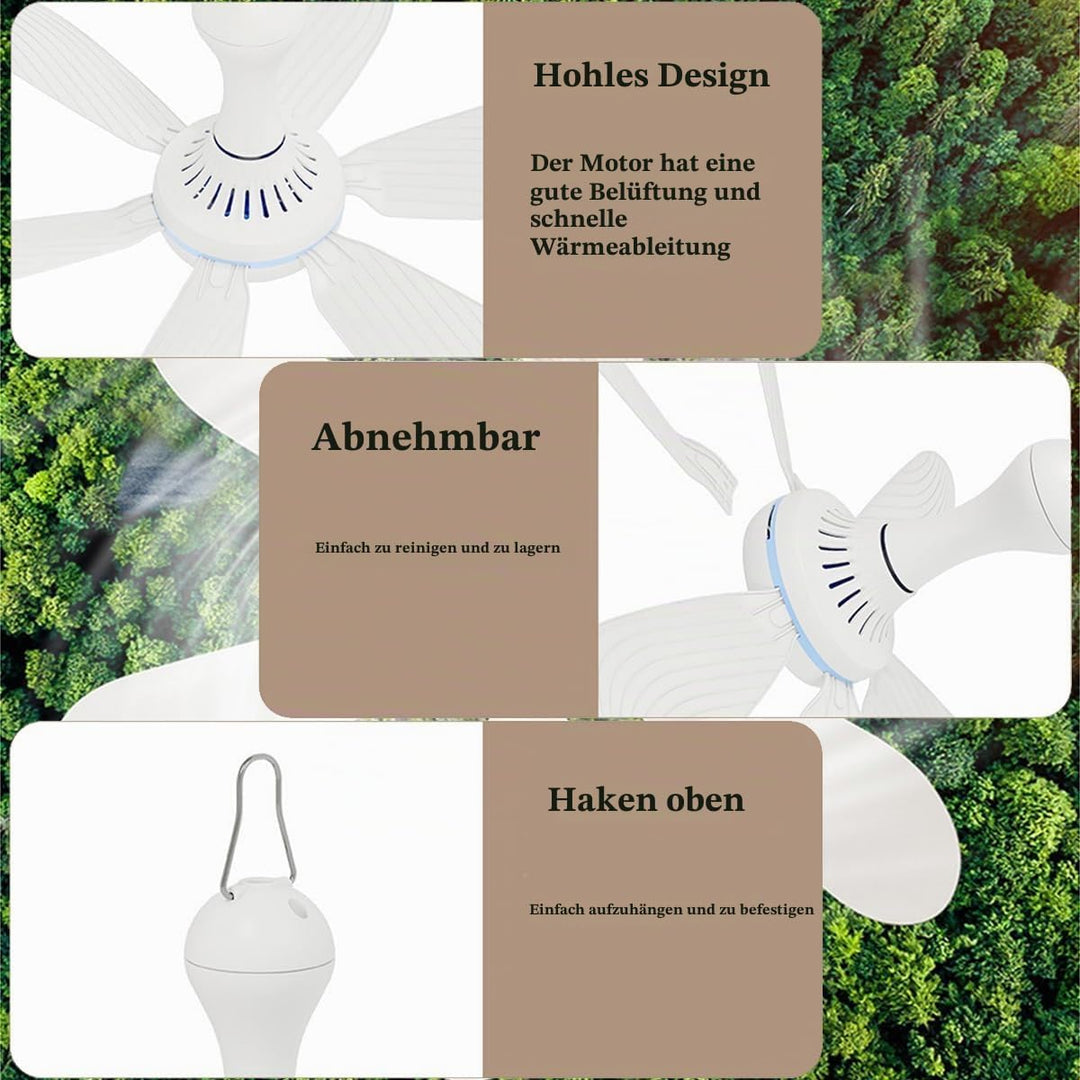 BININBOX Mini Mobiler Deckenventilator,4-stufige Windeinstellung USB-betrieben Ventilator Ø42CM 5W(F