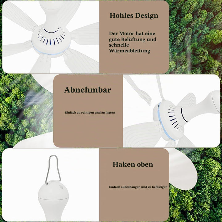 BININBOX Mini Mobiler Deckenventilator,4-stufige Windeinstellung USB-betrieben Ventilator Ø42CM 5W(F
