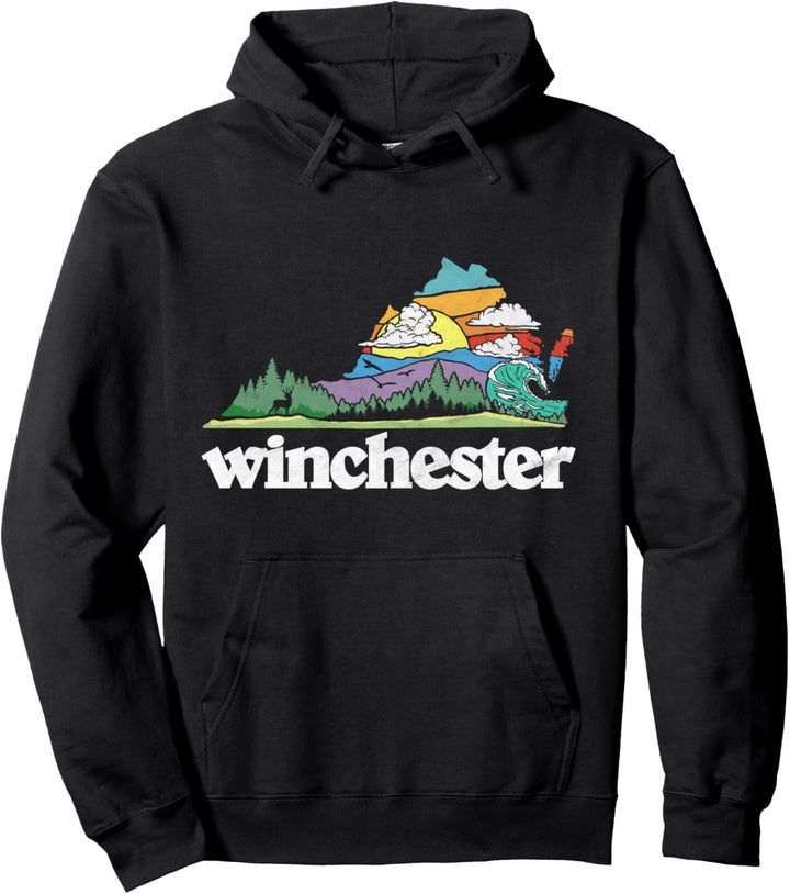 Winchester Virginia Outdoors & Nature Lover Retro 80s Pullover Hoodie