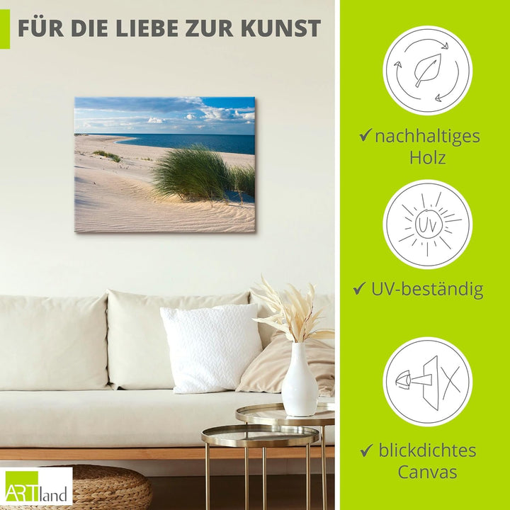 ARTland Leinwandbilder Wandbild Bild auf Leinwand 80x60 cm Strand Meer Düne Küste Gräser Nordsee Mar