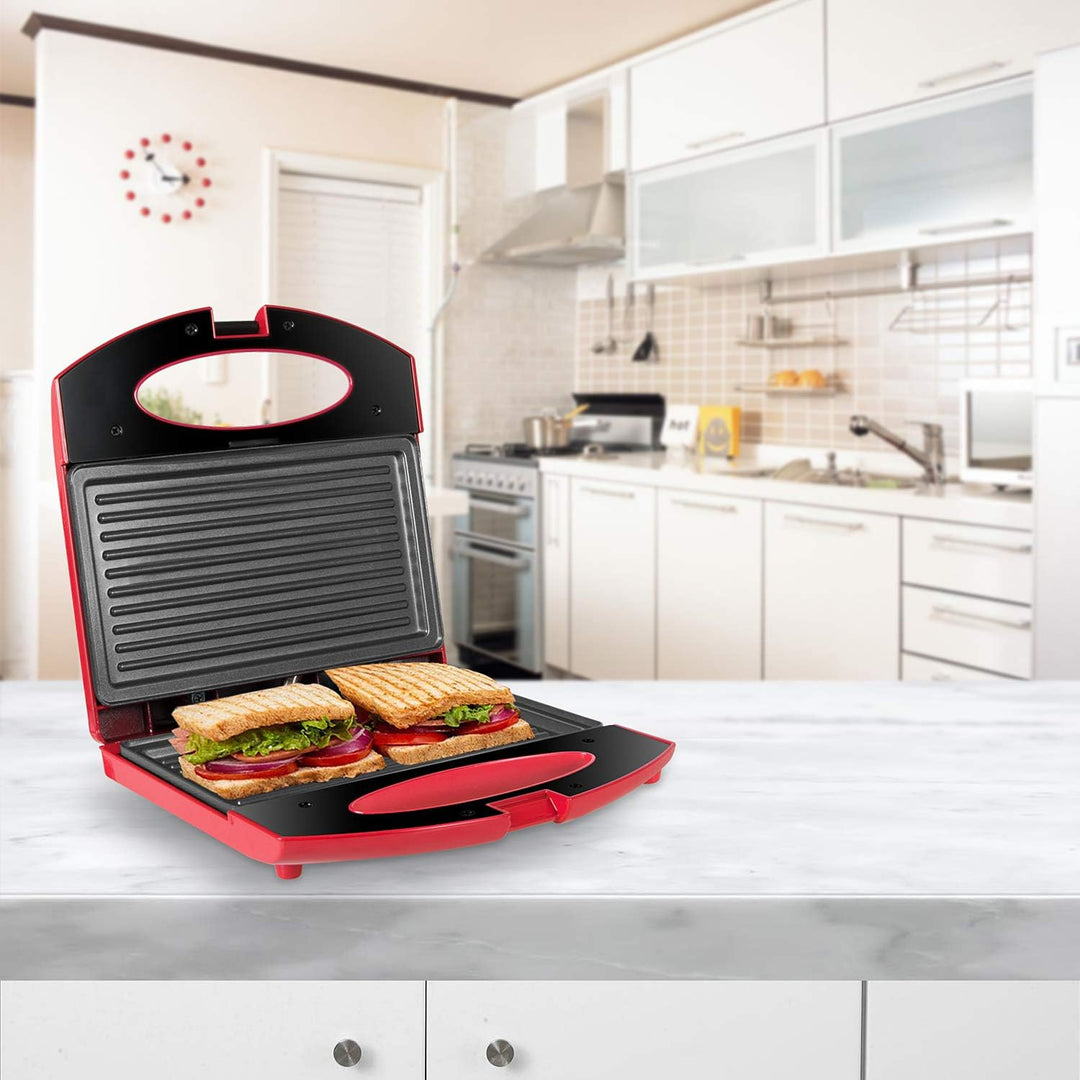 Gotoll Sandwichmaker, Sandwich- & Paninitoaster, Kontaktgrill mit rutschfesten Füssen, Toastplatte f