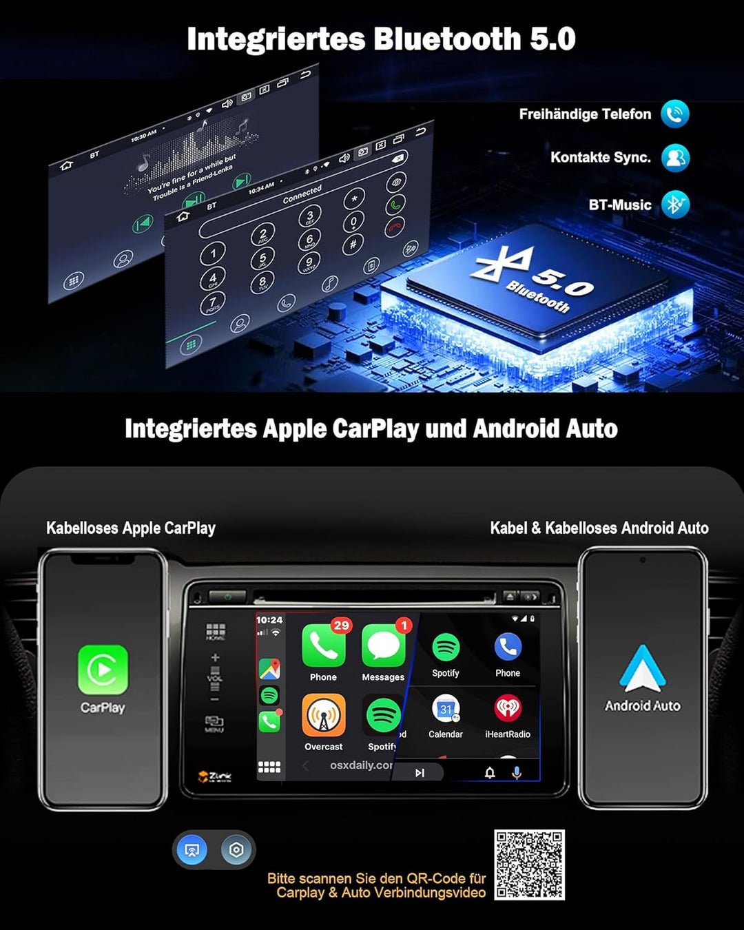 Erisin Android 14 6GB+128GB 8-Kern DVD Autoradio Bluetooth GPS Navi für Opel Antara Astra Corsa C/D
