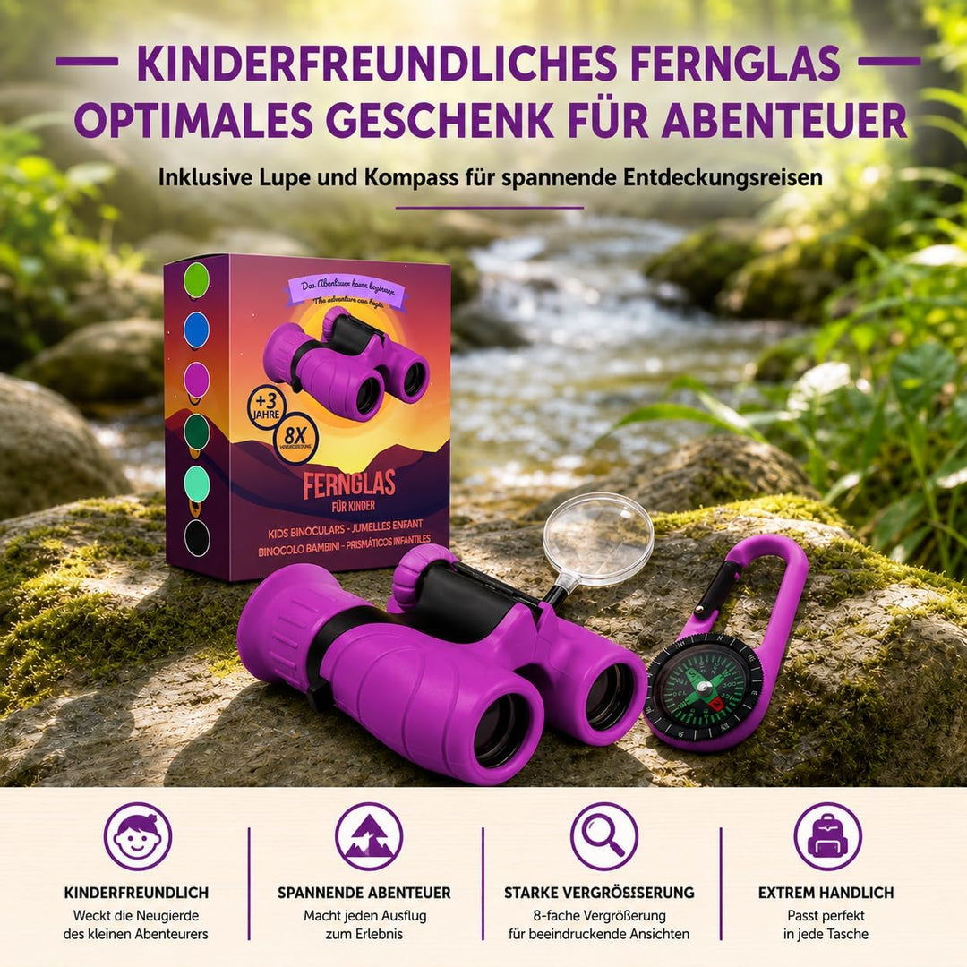 Fernglas für Kinder - Optimales Geschenk für kleine Jungen und Mädchen - Starke Vergrösserung 8X21 –