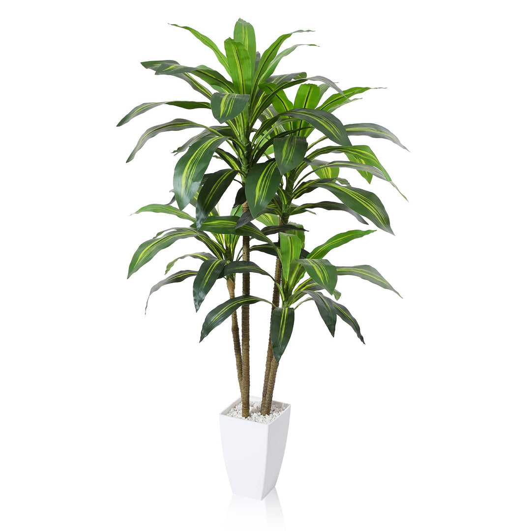 Fopamtri Künstlicher Drachenbaum 120cm Kunstpflanze mit 74 Blättern, Tropische Plastik Künstliche Pf