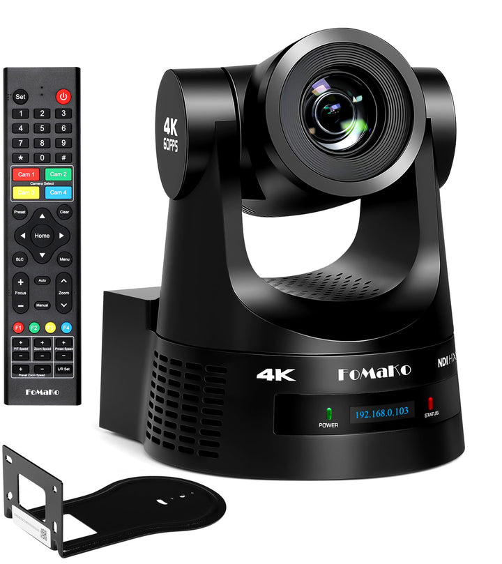 FoMaKo PTZ Kamera 4K 60FPS NDI HX3, 20x Optischer Zoom, Gen 3 KI Auto-Tracking, 3G-SDI/HDMI/NDI/USB/