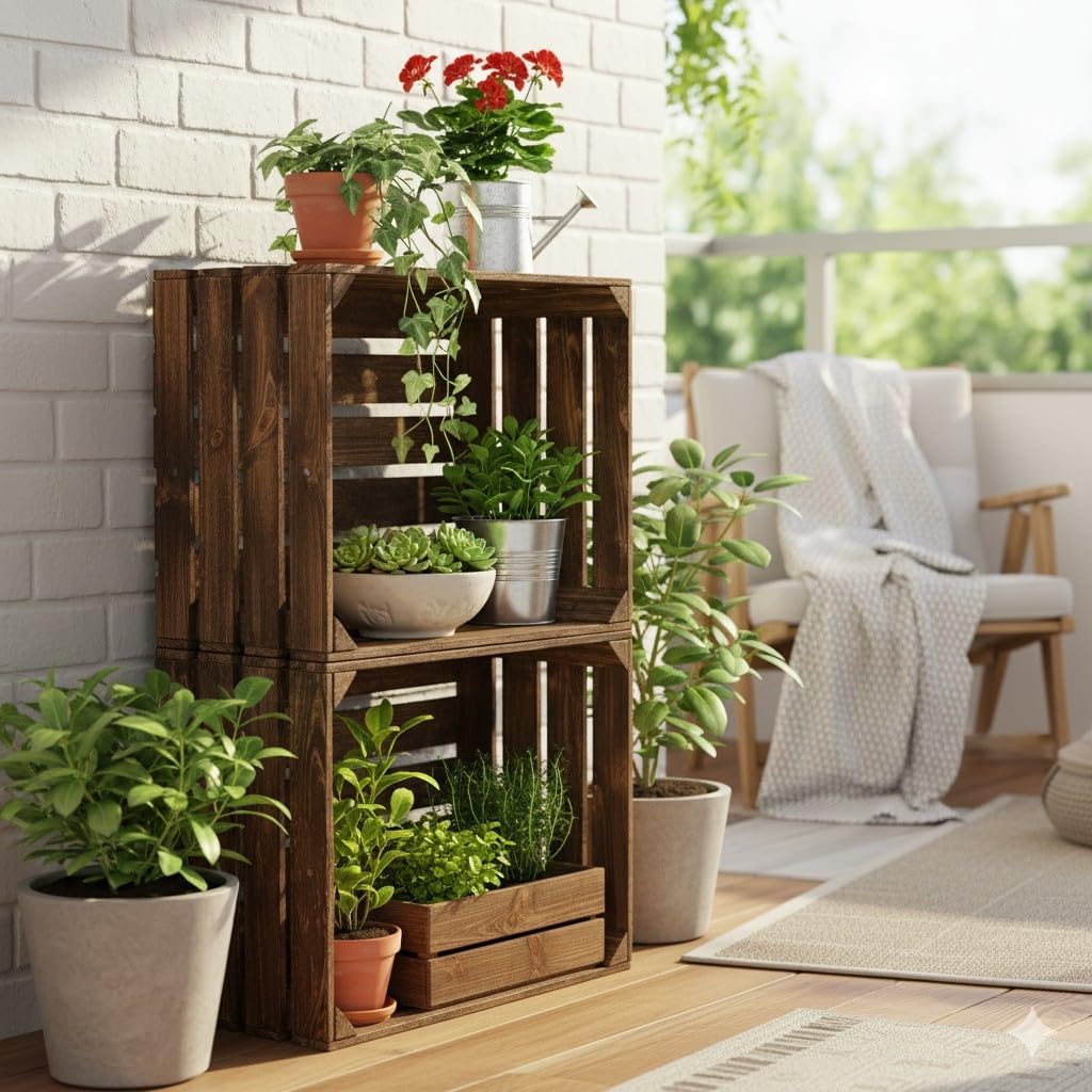 Teramico Alte geflammte Obstkisten / Holzkisten in vielen Variationen -Ideal zum Möbelbau oder zur A