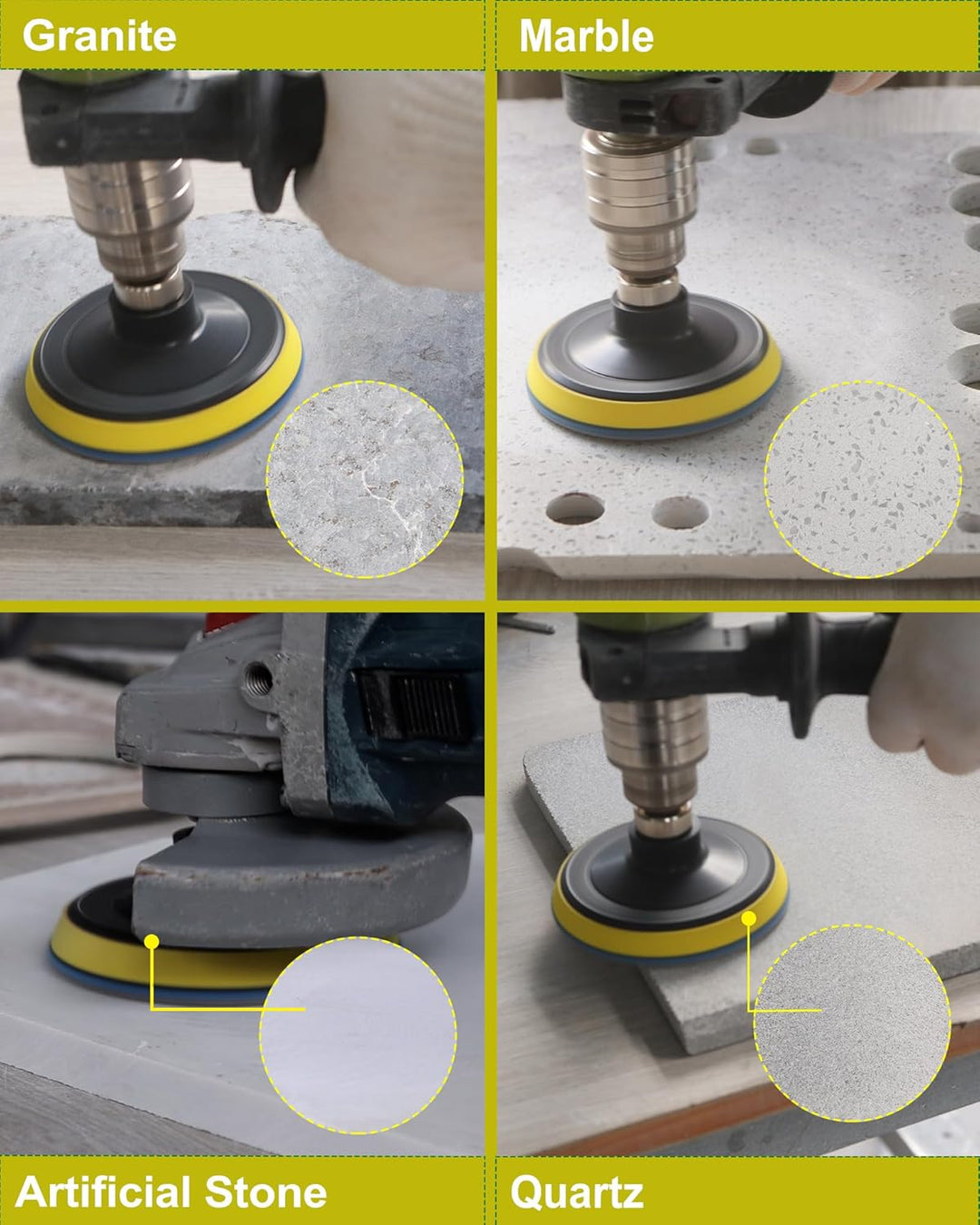 Trocken Diamant Polierpad 100mm 8 Stücke Körnung 50x3/100x2/200/400/800 Polierscheiben mit M14 Stütz