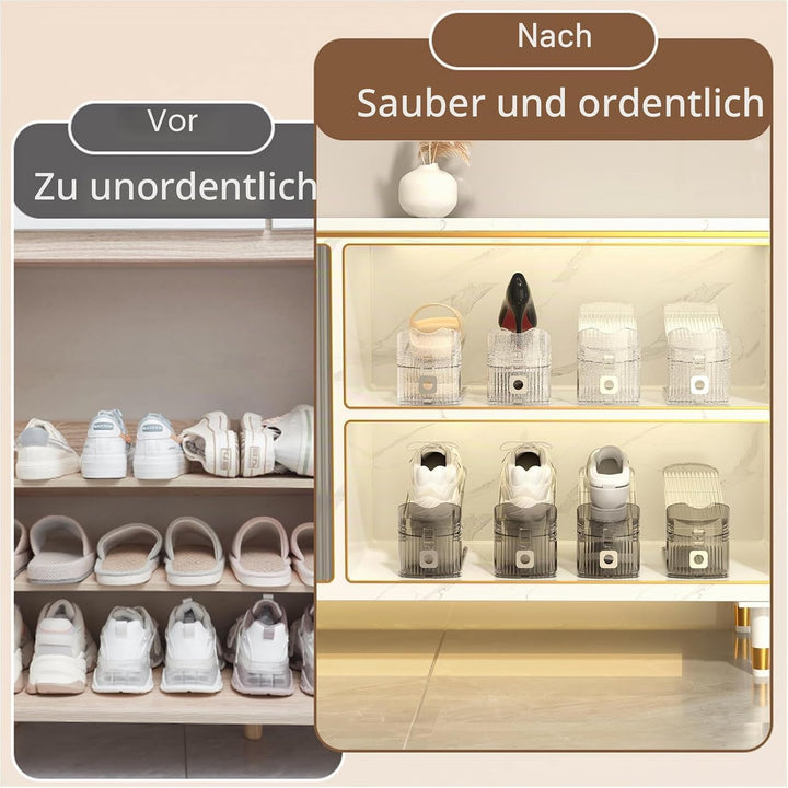 GlSAKE Schuhschlitz-Organizer, verstellbar und transparent, grau, Platzsparend, Aufbewahrung für Sch