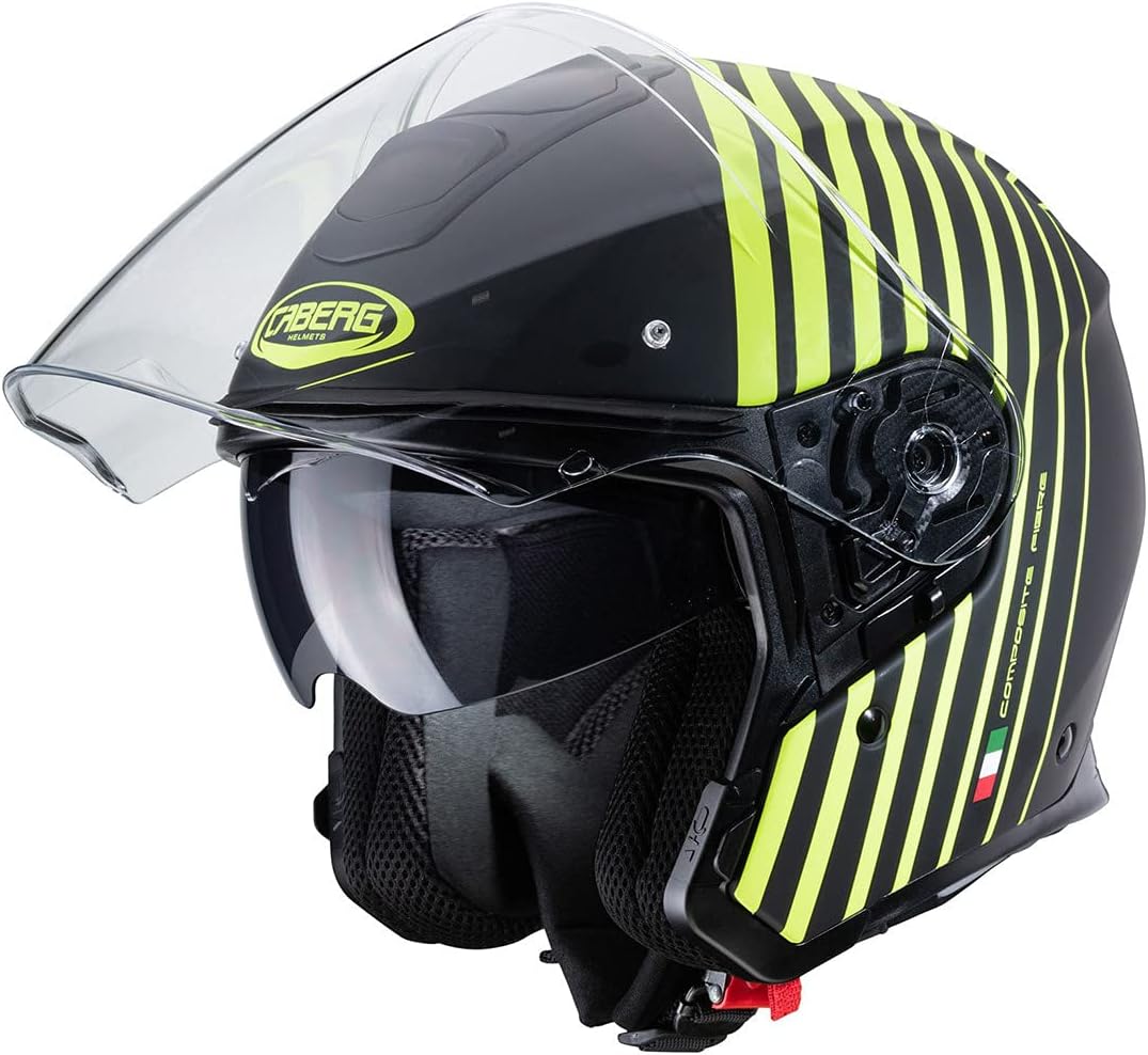 Caberg Unisex FLYON BAKARI Motorradhelm, Mattschwarz/leuchtendes Gelb, M