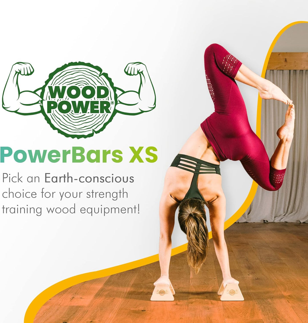 woodpower PowerBars Holz-Parallettes gelenkschonende Liegestützgriffe, Handstand-Barren & Minibarren