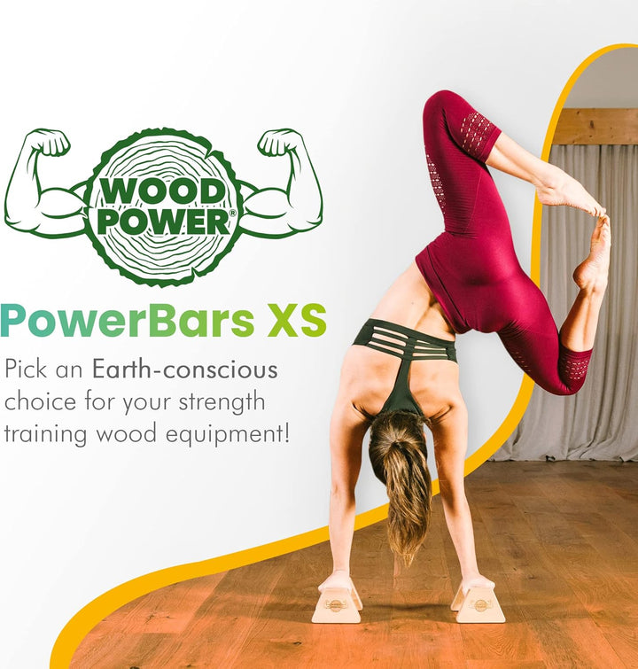 woodpower PowerBars Holz-Parallettes gelenkschonende Liegestützgriffe, Handstand-Barren & Minibarren