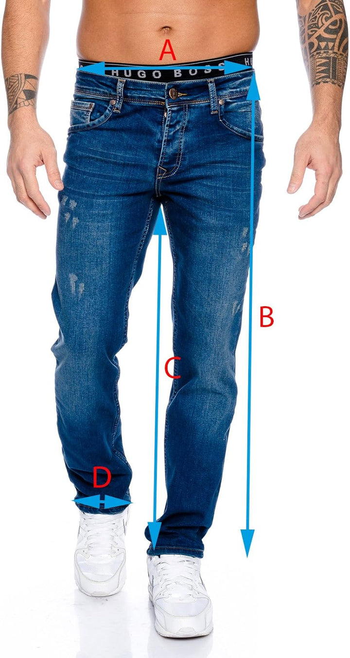 Rock Creek Herren Designer Jeans Denim Blau Hose Herrenjeans RC-2098 W29-W44 29W / 30L Blau, 29W / 3