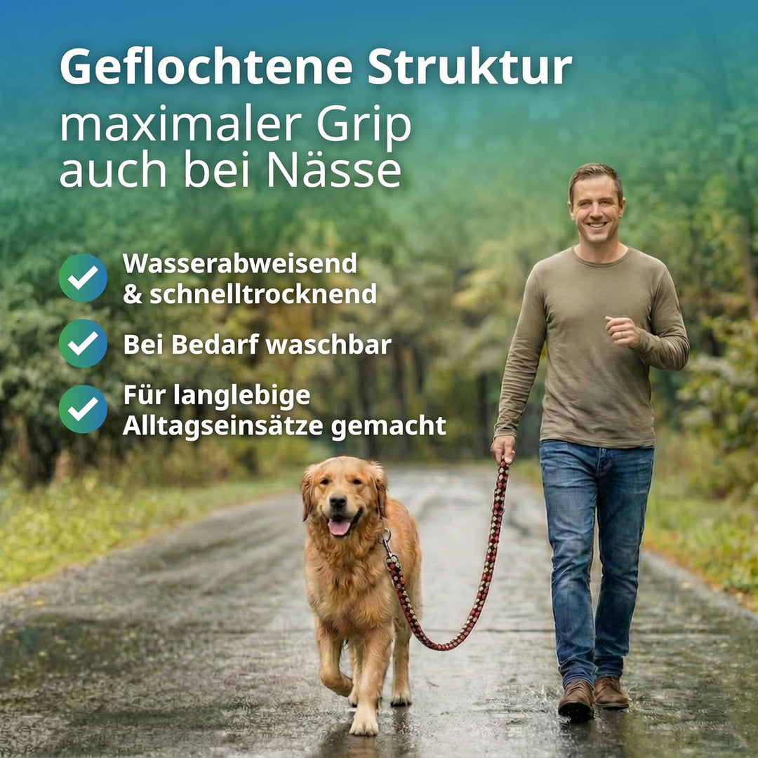 Geflochtene Hundeleine für grosse Hunde bis 60 kg | 4-Fach verstellbare Führleine | 2,80 m lang | Du