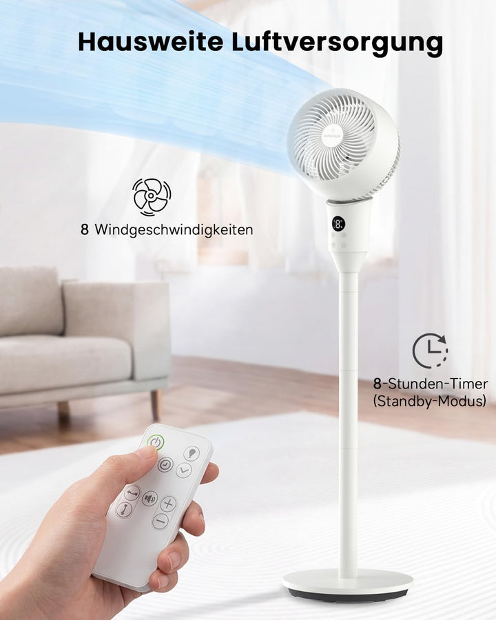WOWDSGN 22 dB leiser Standventilator, 3D Luftzirkulator Oszillation Ventilatoren, Timer, Aroma-Funkt