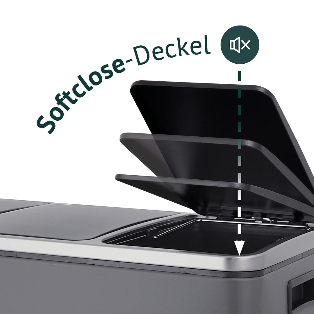 SVITA TM3X18 Mülleimer Papierkorb 54L Treteimer Abfalleimer Recycling pulverbeschichteter Stahl