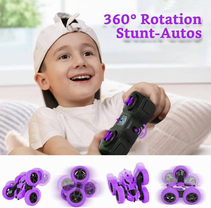MidiVix Ferngesteuertes Auto, 90 Min Spielzeit, 2.4Ghz Doppelseitig 360° drehbare RC Stunt Crawler m
