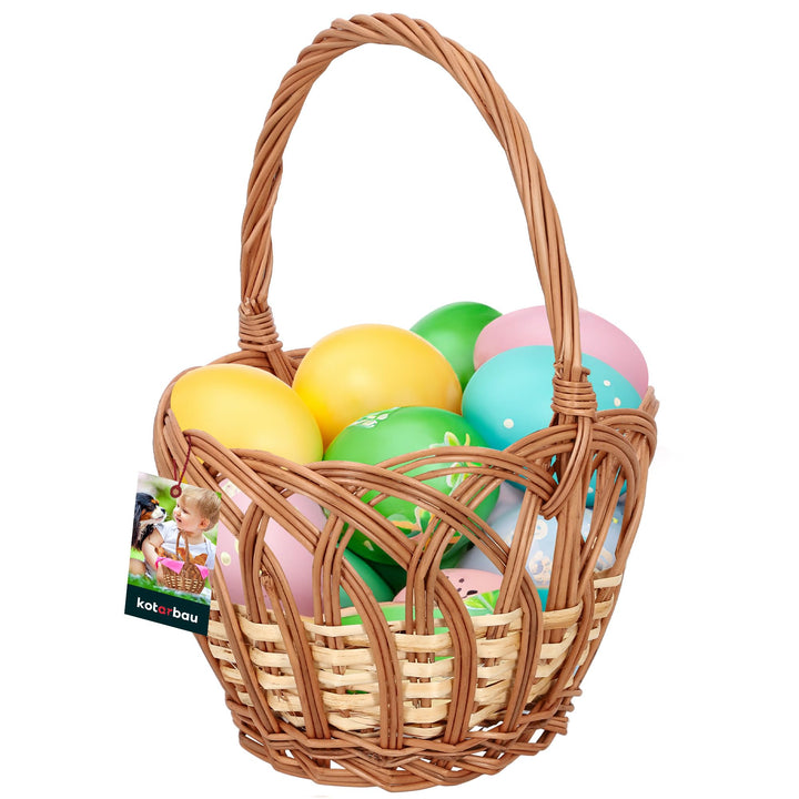 KOTARBAU® Weidenkorb mit Henkel Kinder Osterkorb mit Henkel Klein Rund 250 x 170 mm Osterkorb Weide