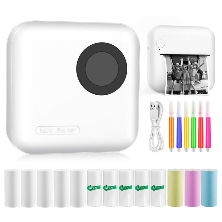 GuKKK Mini Drucker, Mobiler Fotodrucker, Tragbarer Mini Fotodrucker, Wireless Fotodrucker Thermodruc