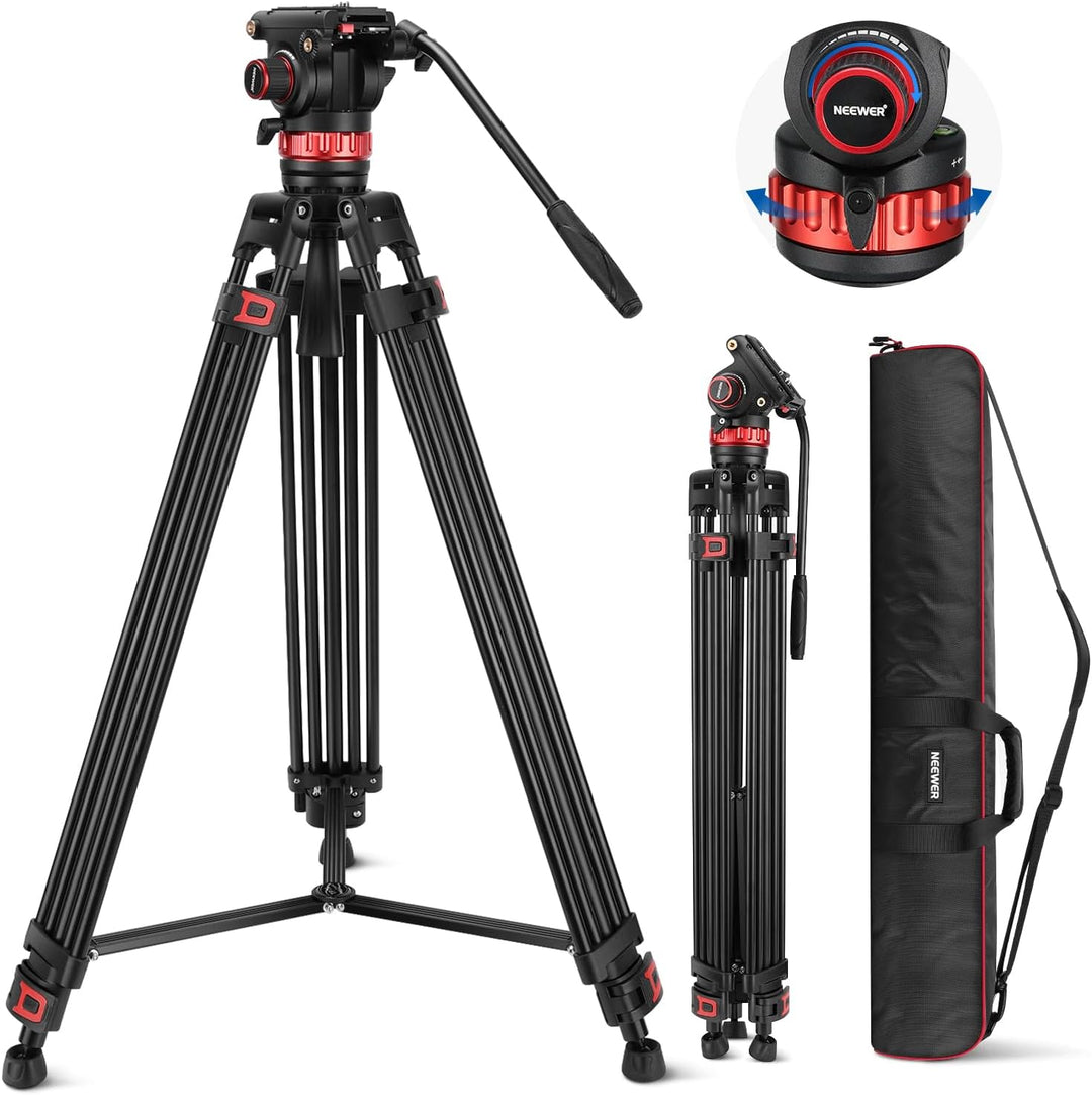 NEEWER 189cm Videostativ Video Tripod mit Dämpfung Fluidkopf & RØDE Lavalier GO professionelles Lava