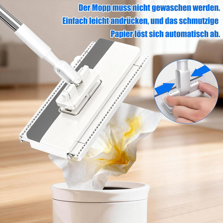 Wischmopp mit Druck-Klemm-System, 22 Mikrofasertücher, Teleskopstiel | Wischmopp mit Druck-Klemm-Sys