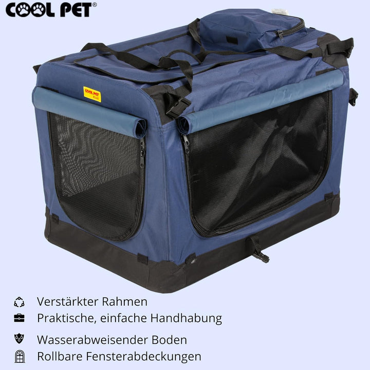 COOL PET Reisebox, Hundebox L 70 * 52 * 52cm, Box für Reise, Käfig, Zwinger (blau), blau