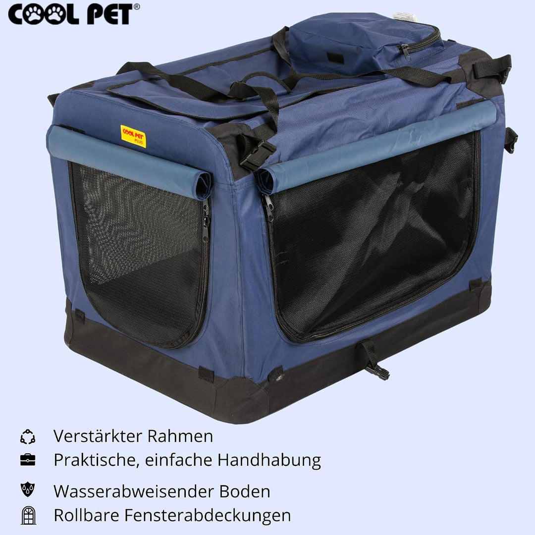 Hundebox XL 82 * 59 * 59cm, Käfig, Box, Box für Reisen (blau), blau