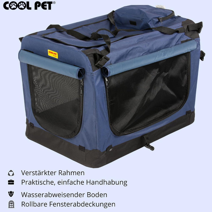 Hundebox XL 82 * 59 * 59cm, Käfig, Box, Box für Reisen (blau), blau