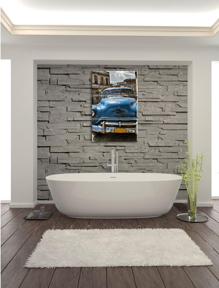 Pixxprint Blaue Schönheit in Cuba 3Teiler 120x80 cm Leinwandbild Wandbild Kunstdruck