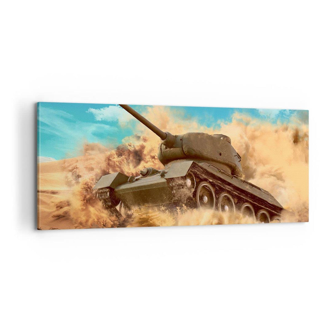 Panorama Bilder auf Leinwand 100x40cm Leinwandbild Panzer Poligon Feld Gross Wanddeko Bild Schlafzim